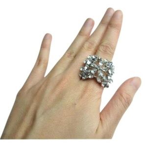 BCBGMAXAZRIA Silver Flowers Diamond Crystal Large